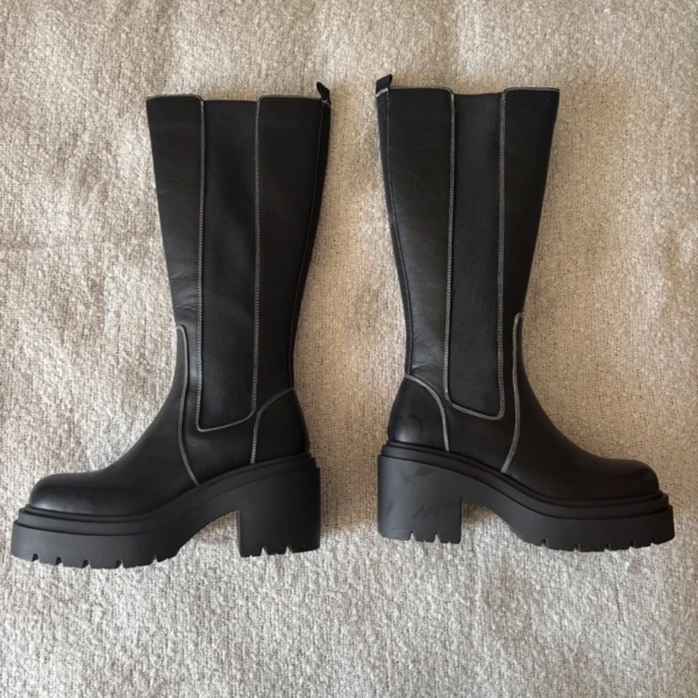 River Island Black Platform Heeled Boots